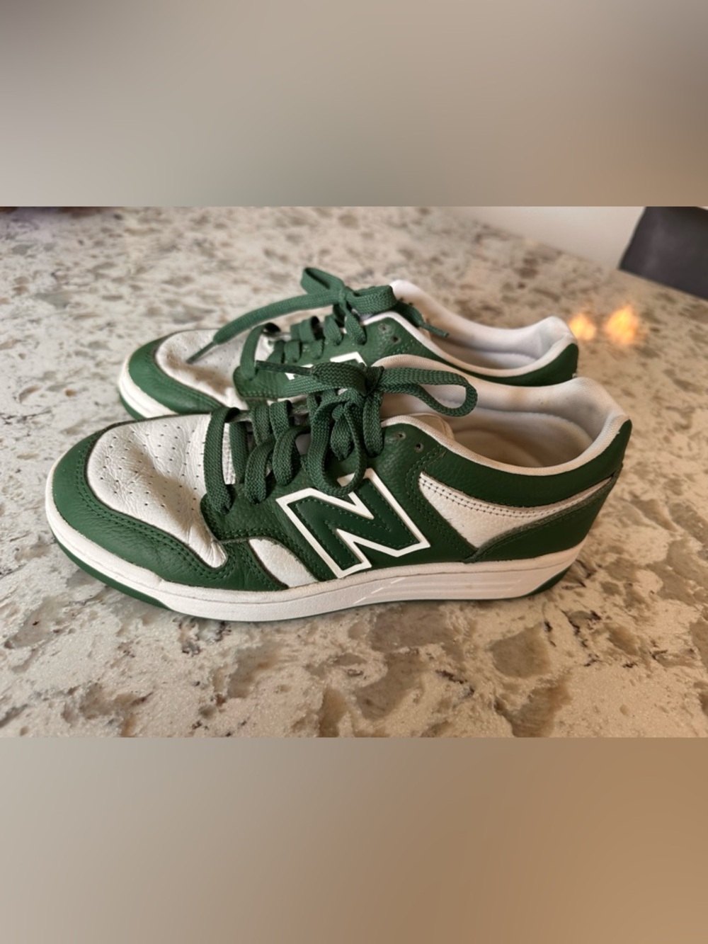 New Balance Kids Green & White Retro Court Sneakers Size 7M/8.5 W